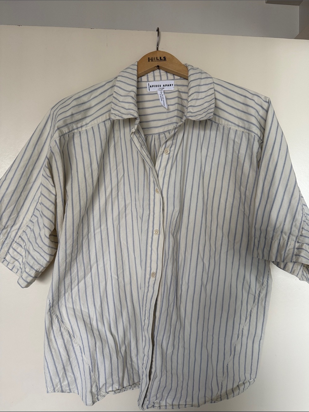 Apiece Apart Cream Shirt with Light Blue Stripes